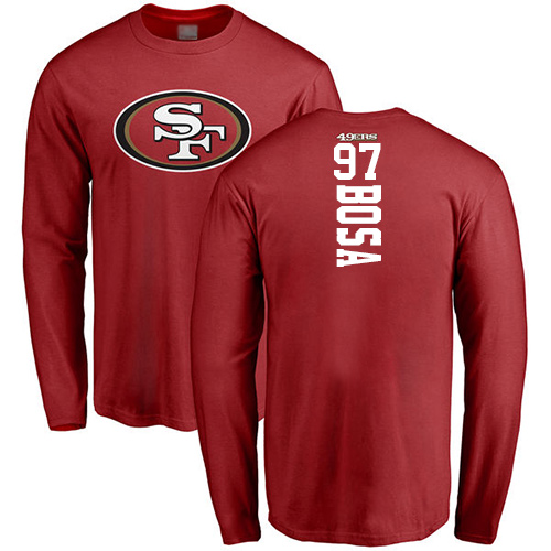 Men San Francisco 49ers Red Nick Bosa Backer #97 Long Sleeve NFL T Shirt